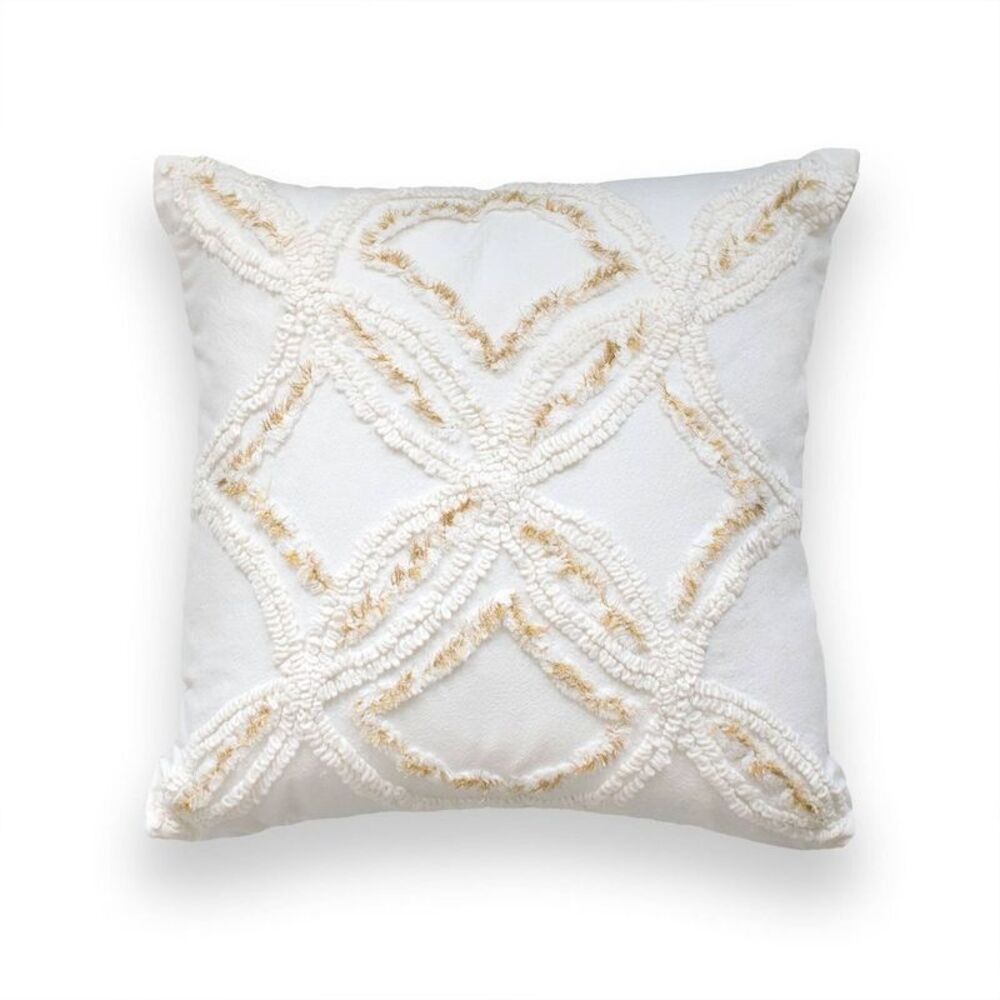 Metallic Chenille Square Cotton Accent Pillow with Removable Cover - Ivory